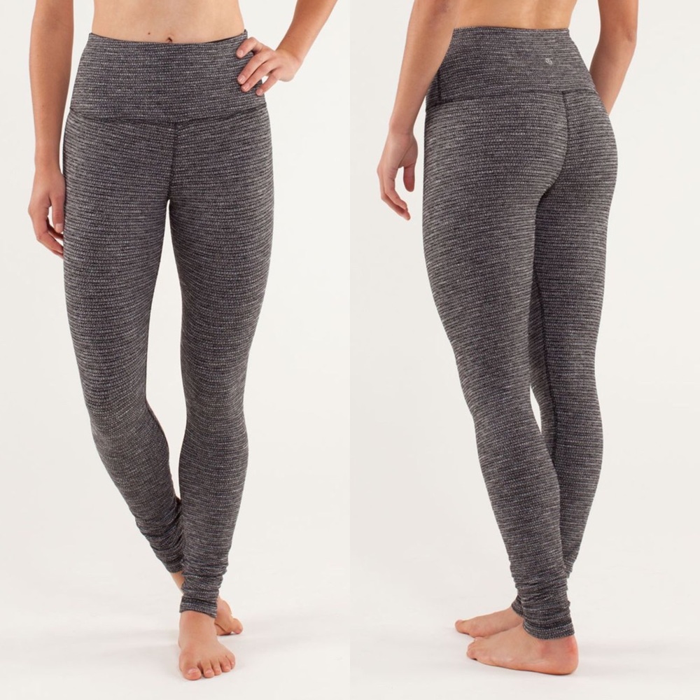 Lululemon Wunder Under Pant Sz 4 *High Rise In Coco Pique Black / Black